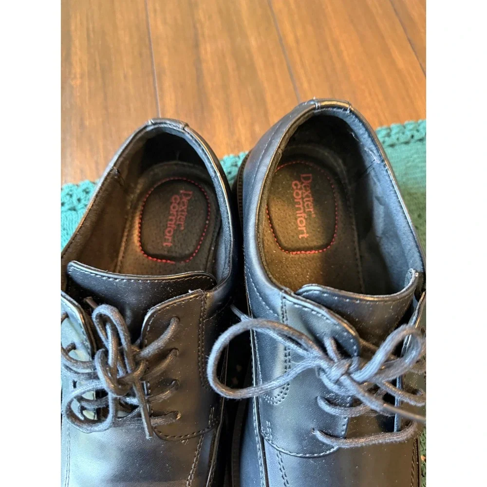 Dexter Comfort Mens Black Leather Square Toe Lace Up Dress Shoes Size 11W